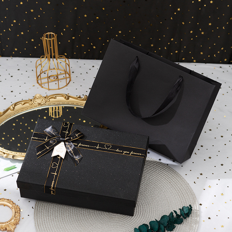 新款黑色礼物盒礼盒空盒高级感情人礼品盒伴手礼盒商务大号包装盒