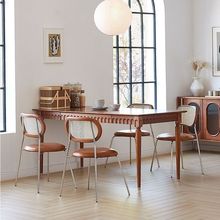 全实木餐桌法式复古小户型实木美式长方形饭桌中古家用餐桌椅组合