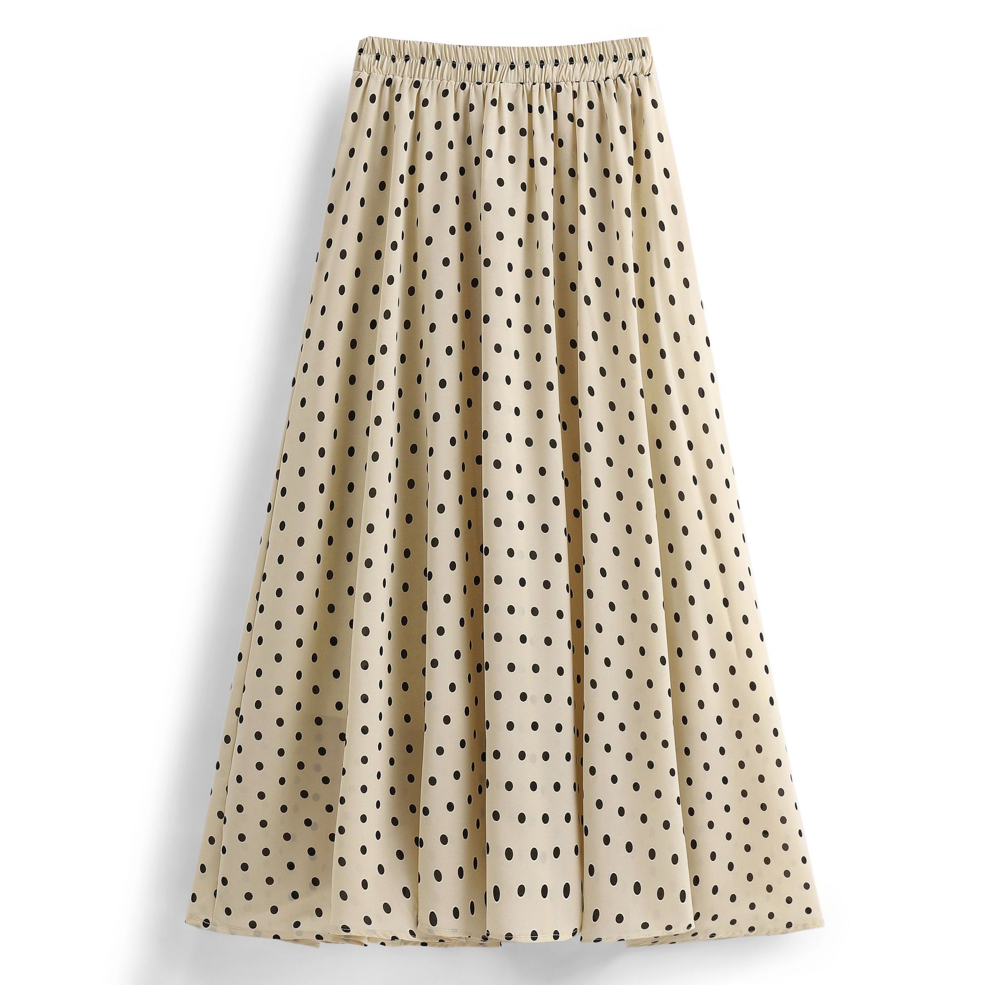 秋冬波点半身裙中长款仙女伞裙气质百搭a字半裙松紧腰批发代发