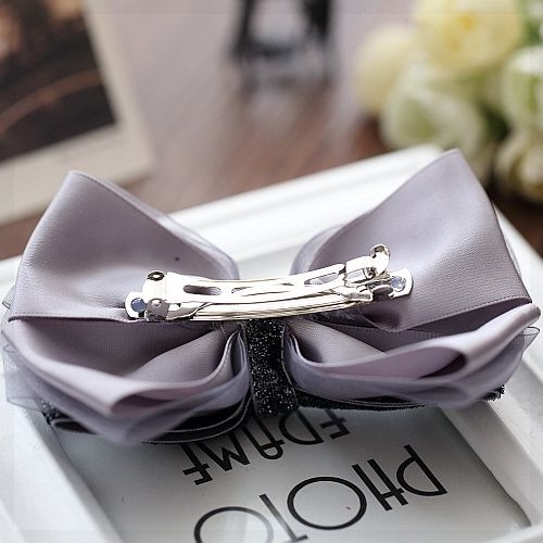 新款黑色缎带儿童蝴蝶结发夹女童边夹刘海夹女孩头花发卡宝宝夹子