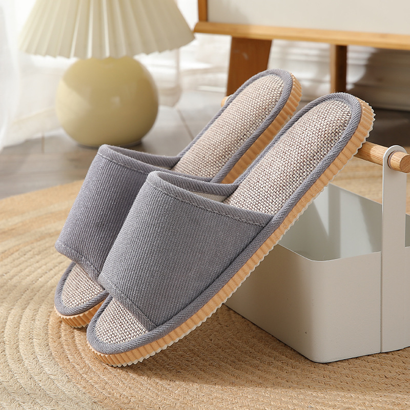 2021 New Corduroy Men's and Women's Four Seasons Linen Slippers Hotel Beauty Salon Pavilion of Regimen Special Sandals Wholesale