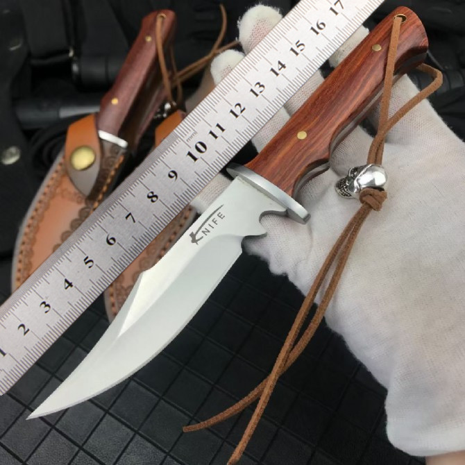 户外刀具生存红檀木猎刀水果刀随身小刀收藏野营直刀战术非折叠刀