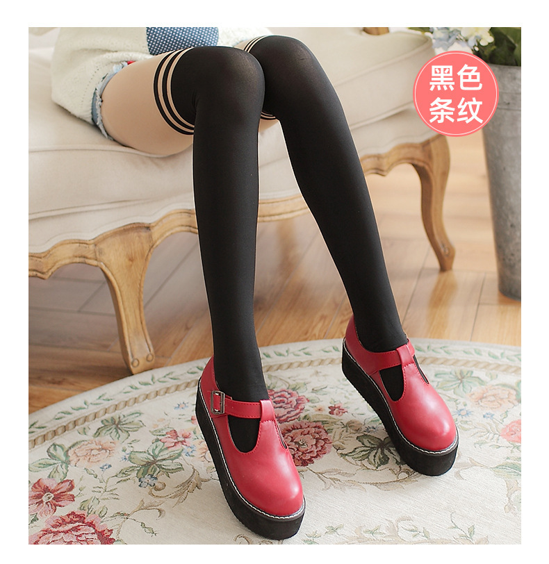 秋日本女士假高筒拼接丝袜批发 天鹅绒连裤袜假大腿防勾丝打底袜