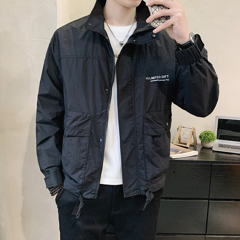 抖音直播爆款外套男春秋季立领休闲男装时尚潮流简约工装夹克男