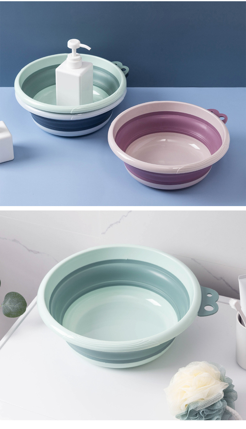 简约折叠脸盆北欧风创意折叠洗脸盆可悬挂加厚耐摔tpr软胶洗衣盆