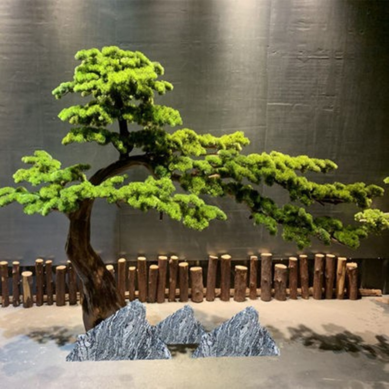 松树迎客松盆景展厅假树售楼处中式室内干景绿植装饰落地造景