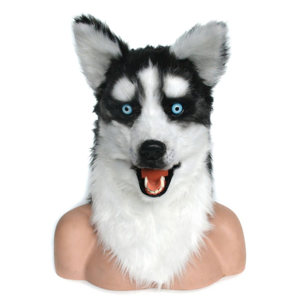 hot仿真动物动嘴面具抖音搞怪搞笑动物狗头套可爱万圣节表演道具