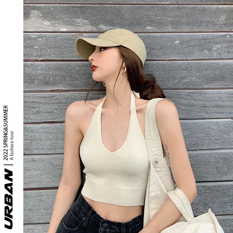 吊带背心外穿2022夏季新款v领小心机低胸修身吊带女纯色露腰背心
