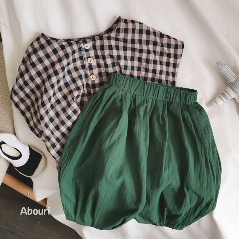 包邮洋气到爆炸南瓜裤韩国男女童灯笼裤套装宝宝柔糯松垮五分裤两