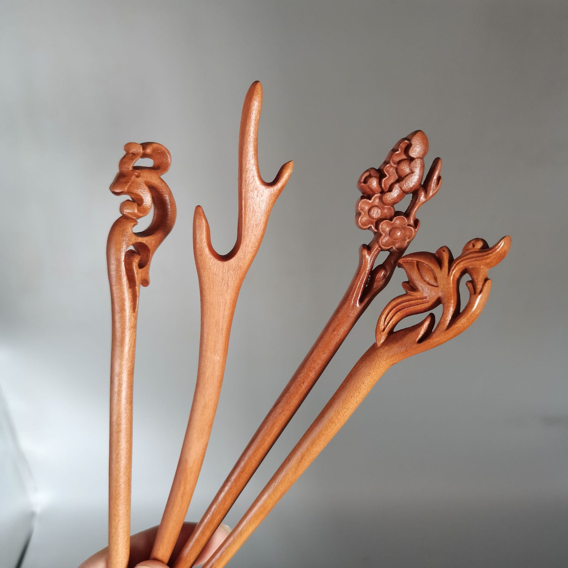 古代手工古风桃木发簪发饰古典复古宫廷中国民族风木簪钗盘发簪子