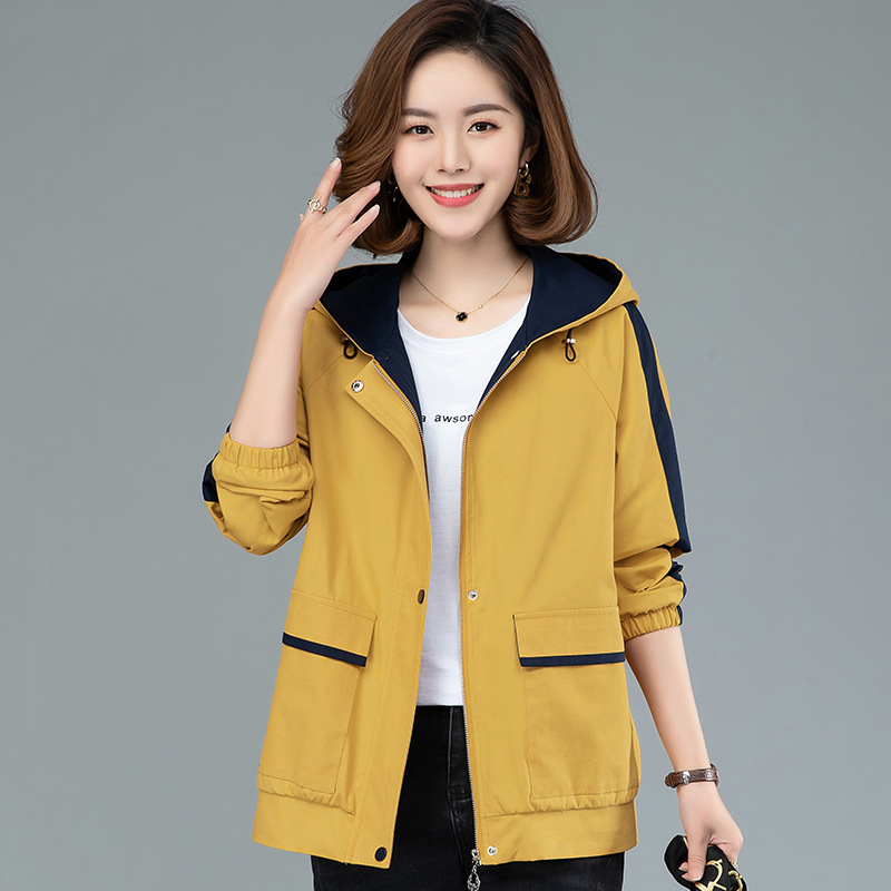 2021年春季新款纯棉外套时尚连帽女装上衣韩版休闲宽松显瘦夹克潮