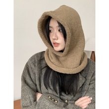韩系巴拉克拉法帽子女冬季保暖围脖一体针织帽骑车护耳毛线套头帽