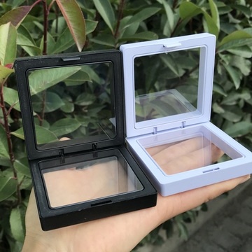 文玩盒子收纳盒透明悬浮盒pe薄膜展示隔离首饰橄榄核桃圆方密封盒