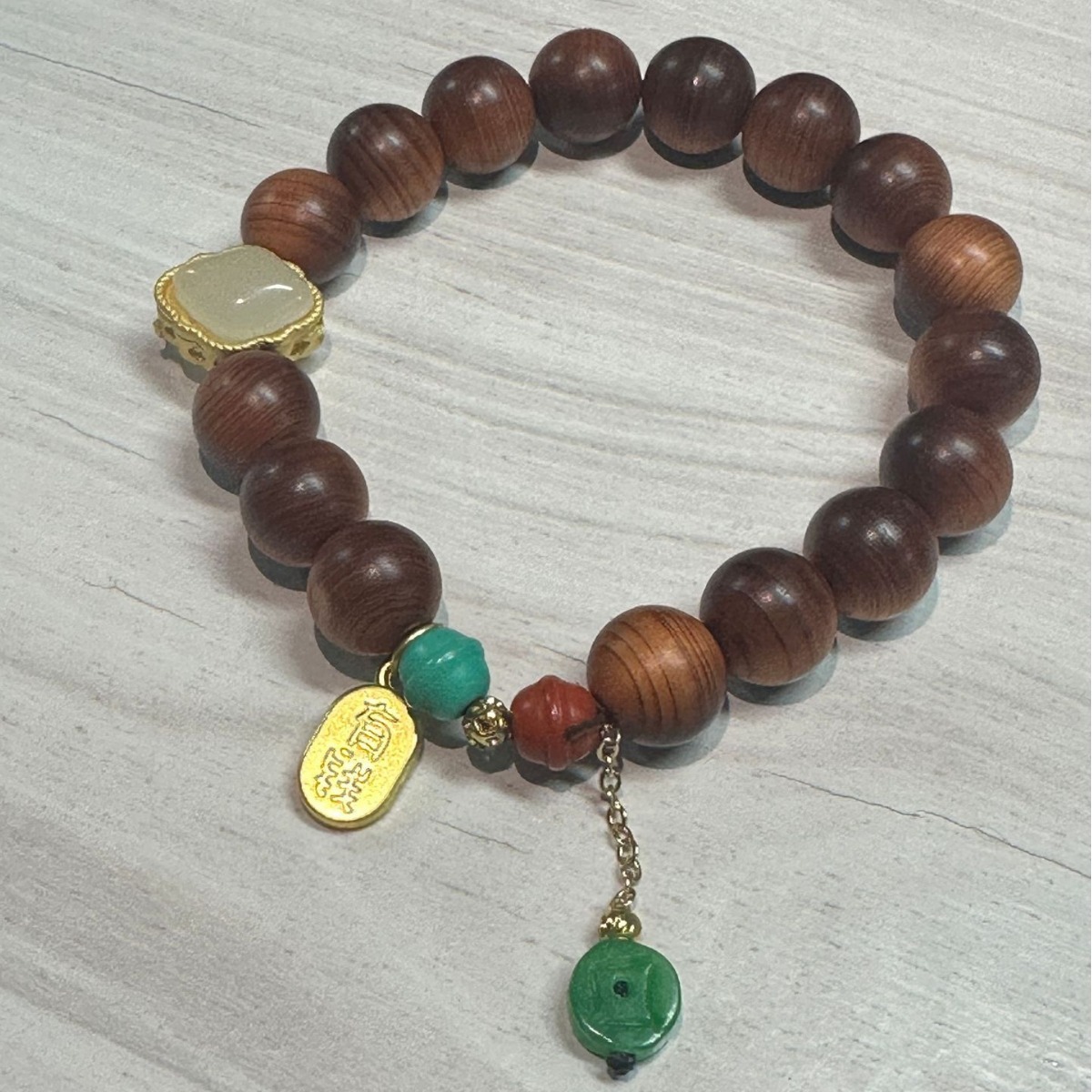 崖柏祥云手串男款念珠盘玩檀木手链沉香盘珠文玩静心佛珠木质盘玩