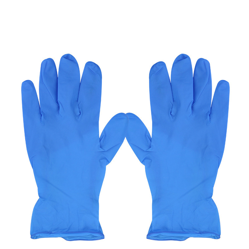 现货加厚耐磨一次性丁腈手套 深蓝色防酸碱实验室丁晴橡胶手套