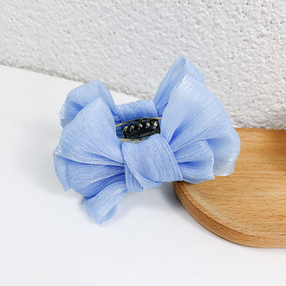 Cute Sweet Mercerizing Satin Surface Pearlescent Knot Big Bowknot Grip Back Head Shark Clip Princess on the Run Top Clip Hair Accessories