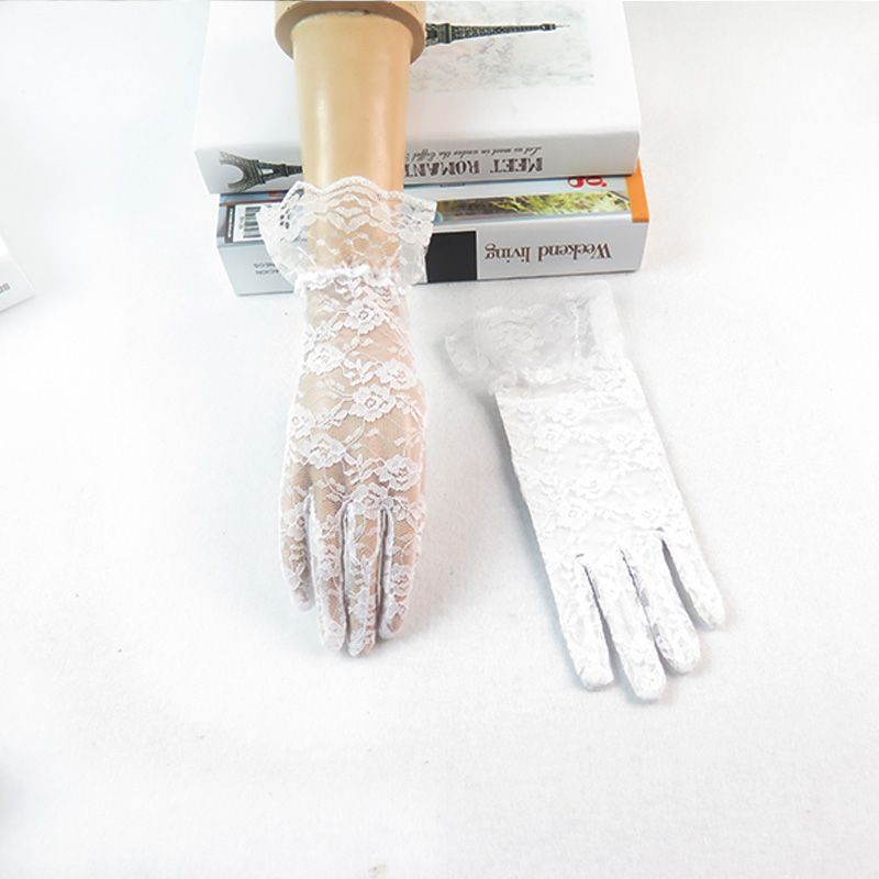 小孩表演白手套女童学生儿童蕾丝演出舞台手套短款分指摄影手套女