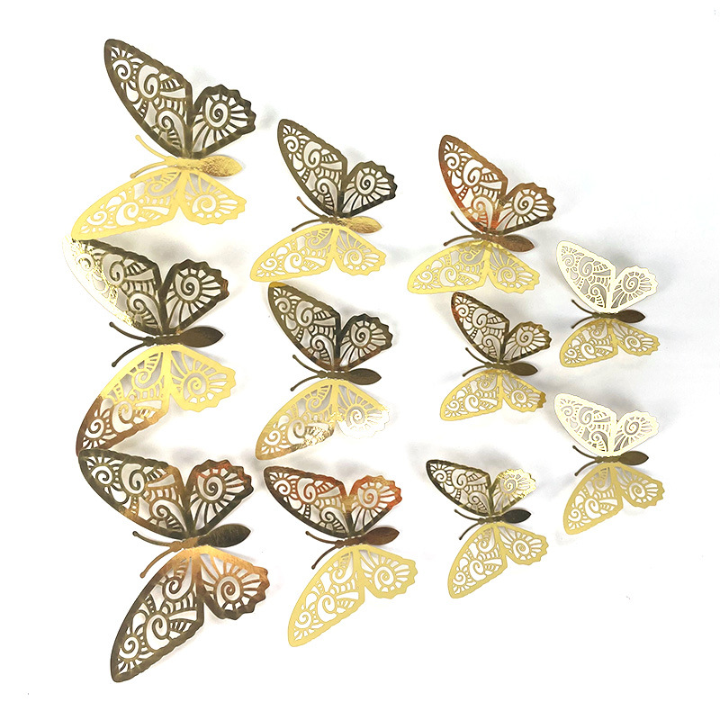 3D Simulation Butterfly Gold and Silver Butterfly Cake Decorative Butterfly 3D Home Creative Bedroom and Living Room Decoration