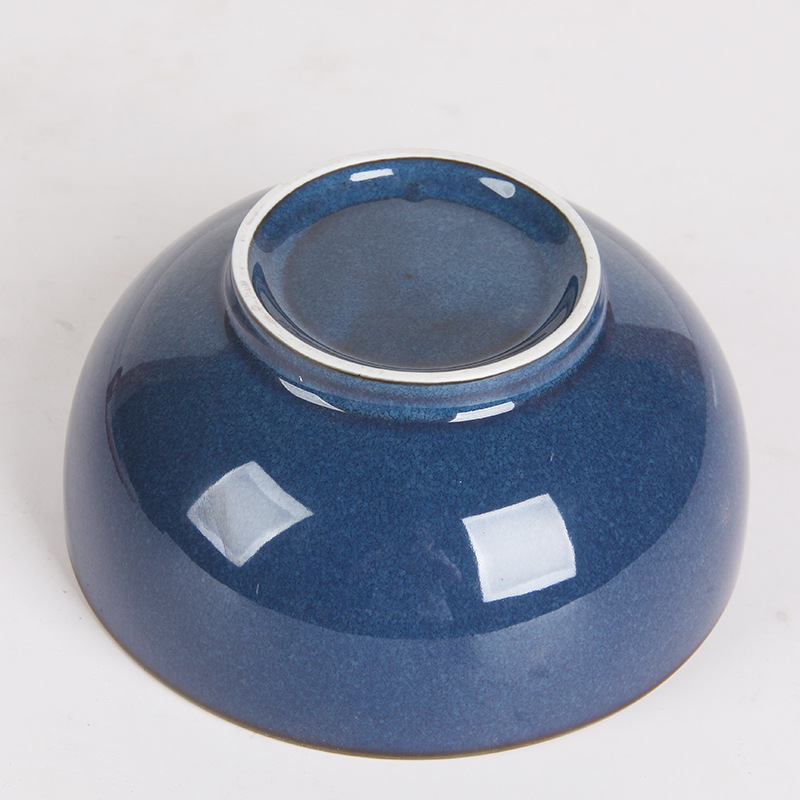 简约外贸日式窑变亮光蓝色陶瓷面碗 moq 1 hot sale ceramic bowl