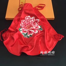 苏州刺绣苏绣成品真丝刺绣花女成人肚兜手工刺绣本命年内衣红肚兜