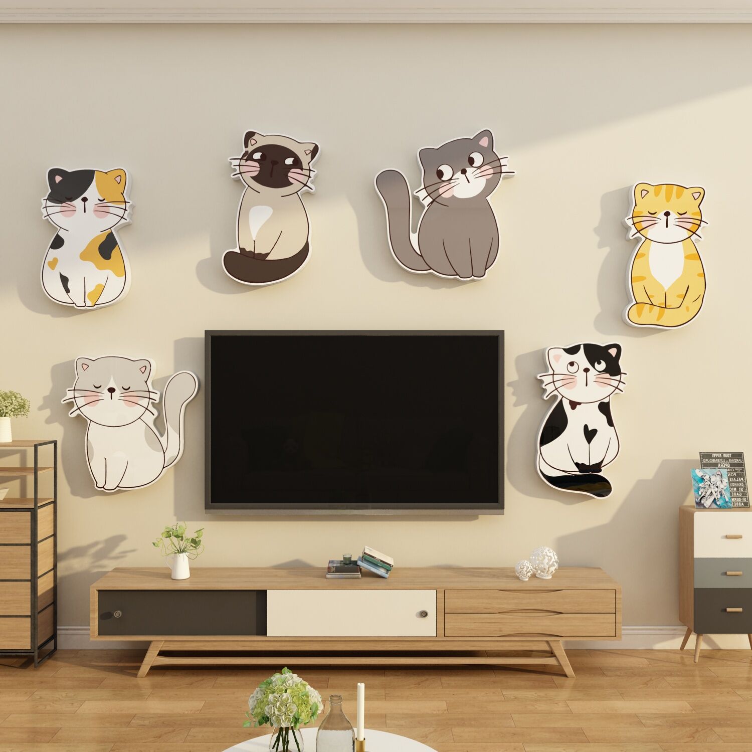 电视机背景大白墙面上方装饰品新年点缀挂件客厅沙发壁画氛围布置