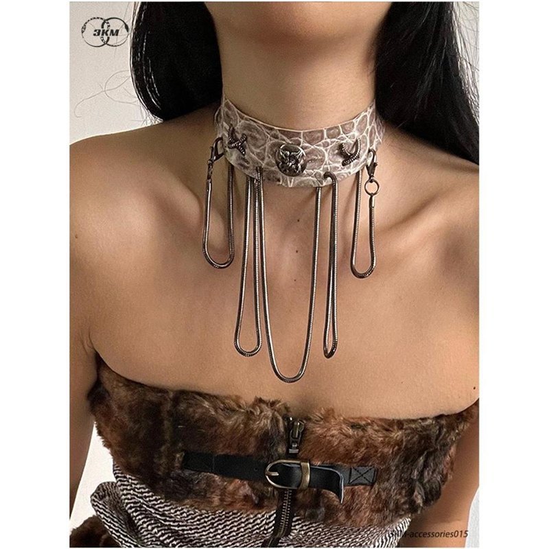 鳄鱼皮撞钉项圈原创手作-阿里巴巴