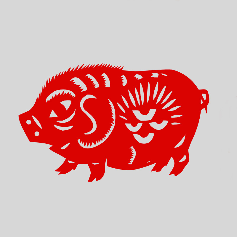 传统手工剪纸窗花十二生肖动物猪幼儿园教学纸质镂空贴纸装饰画