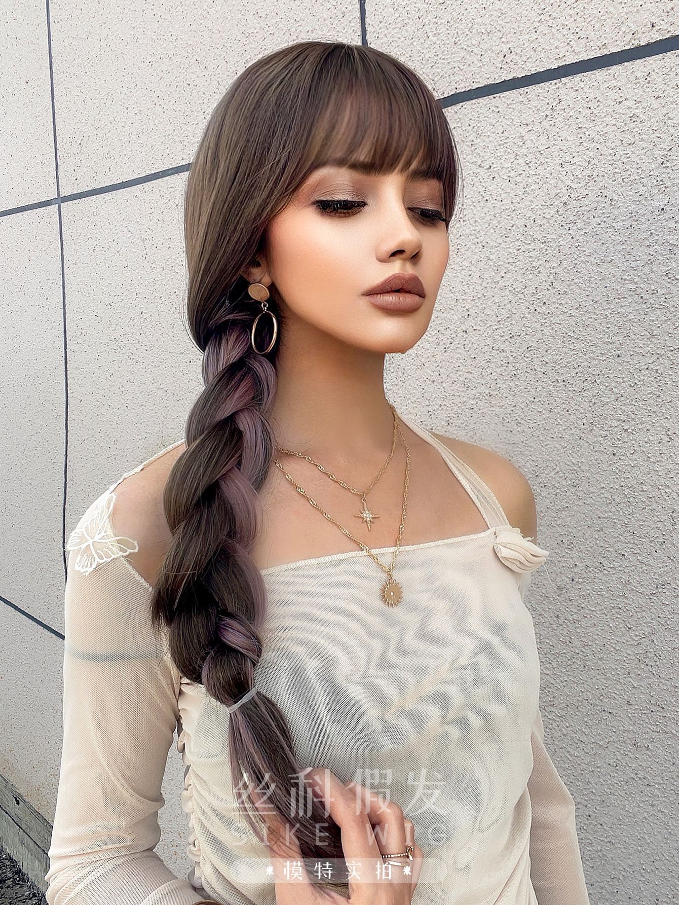 假发女长直发网红挑染齐刘海jk逼真头皮lolita自然日常修脸全头套