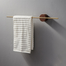 毛巾架免打孔卫生间北欧金色创意浴巾置物架壁挂浴室木质毛巾杆