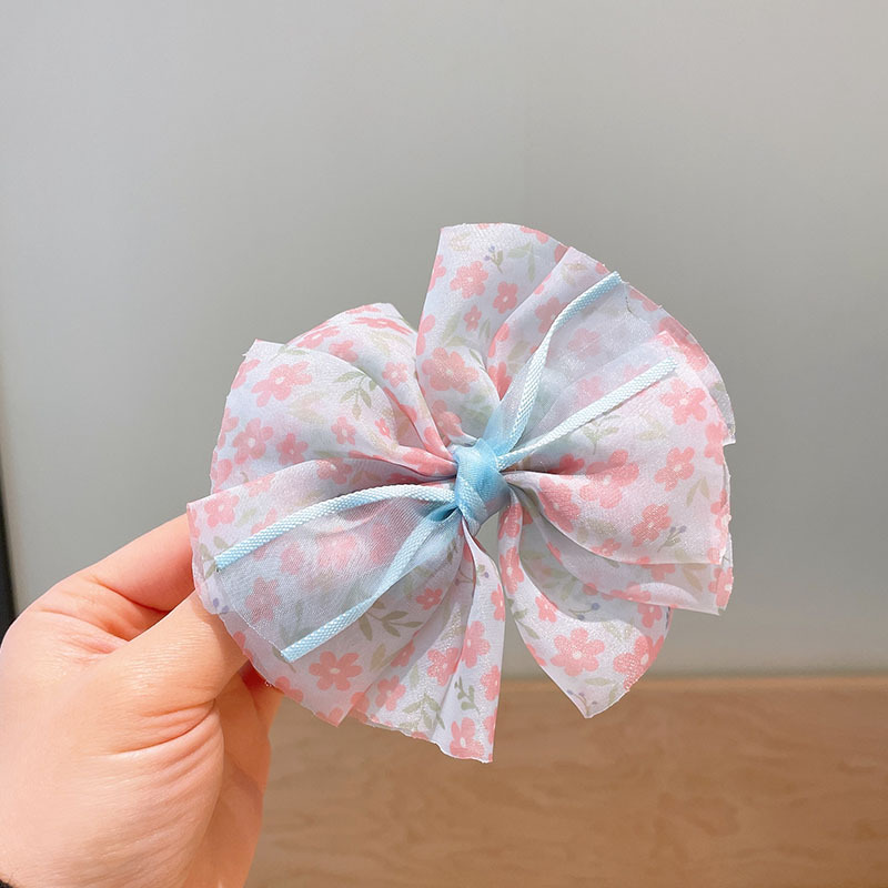 Little Girl Floral Fairy Big Bow Hairpin Korean Children Western Style Chiffon Big Flower Back Head Top Clip Hairpin