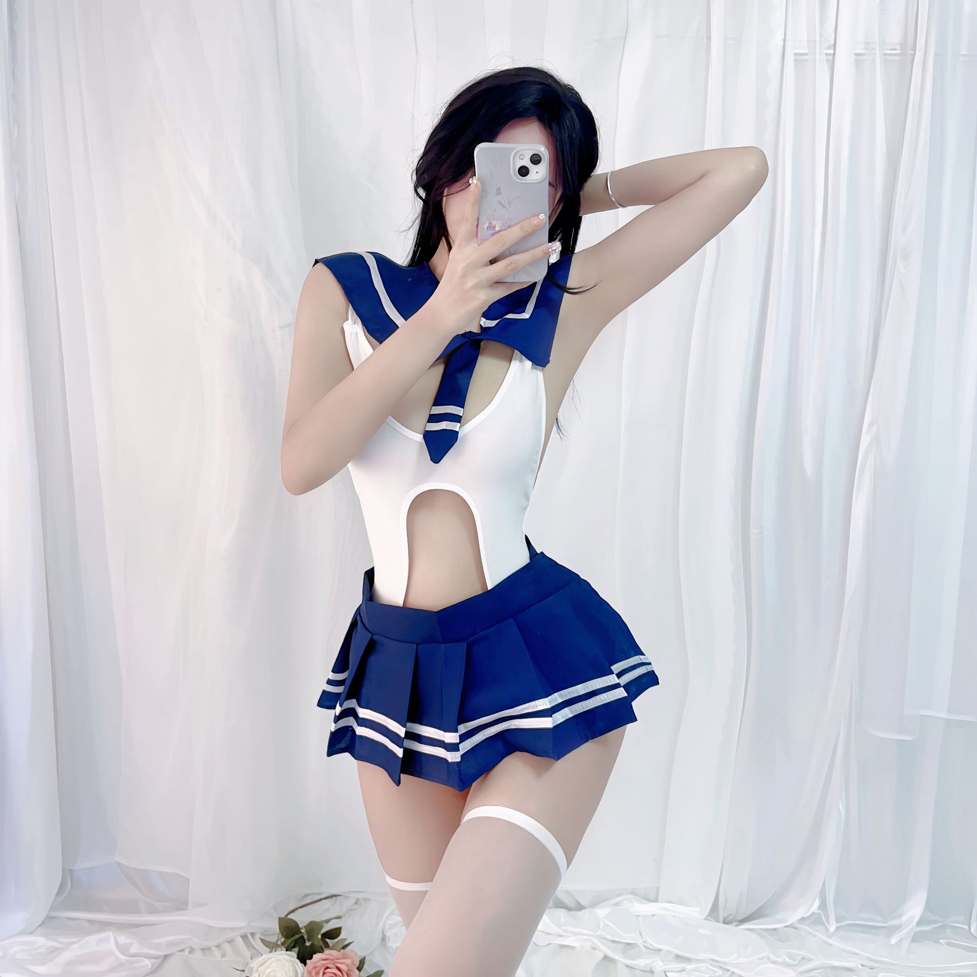 梵花里清纯学妹 性感纯欲学生海军短裙连体衣制服套装jk水手服cos