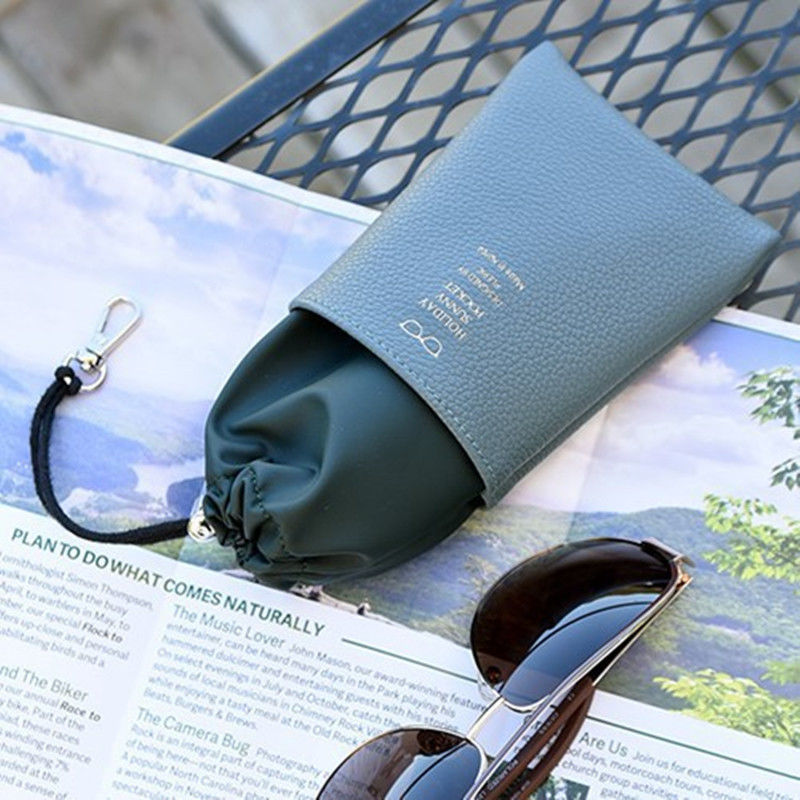 Sunglasses Bag Cloth Bag Sunglasses Bag Portable Anti-Pressure Storage Simple Korean Hanging Soft Leather Portable Automatic Closing