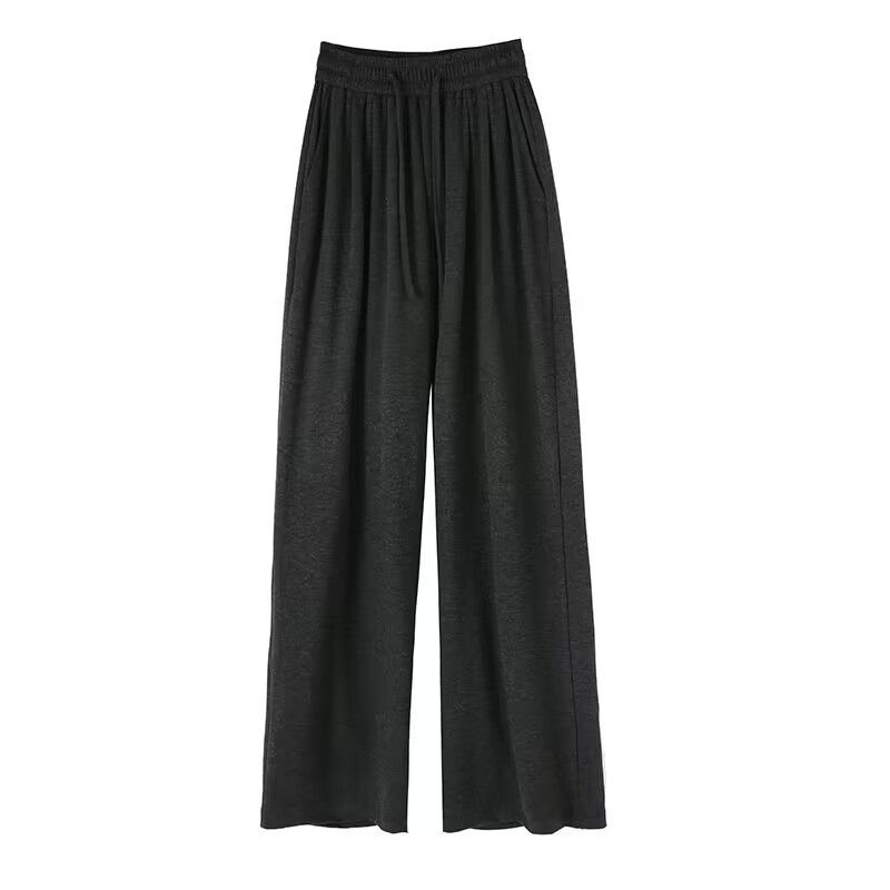 Glutinous Rice Pants Wide-Leg Pants for Women 2023 Autumn High Waist Loose and Slimming Draped Casual Pants Idle Style Knitted Mop Pants