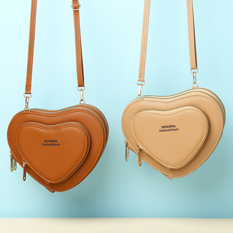 Bag  Messenger Bag Fashionable Versatile Korean Style Peach Heart Mobile Phone Bag Multi-Functional Shoulder Bag Trendy 