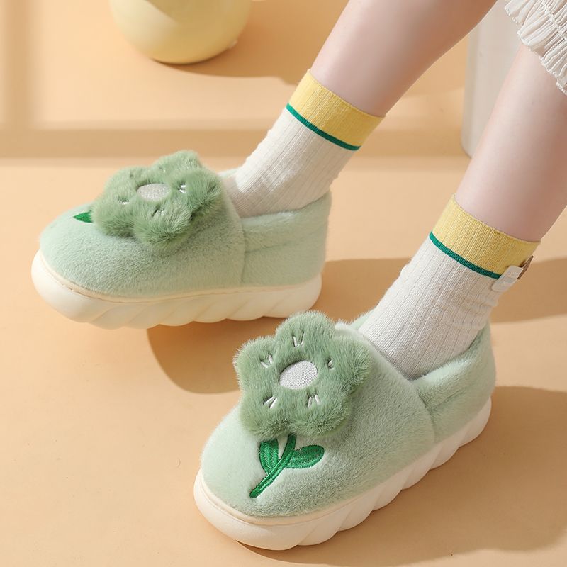 Cotton Slippers Women's 2023 Winter New Bag Heel Warm Non-Slip Indoor Slippers Home Fleece-lined Thickened Fluffy Cotton Shoes