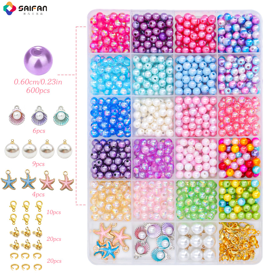 Cross-Border Accessories Diy Beaded Beads Scattered Beads Diy Jewelry Accessories Materials Bracelet Beads Necklace Pearl Full Set
