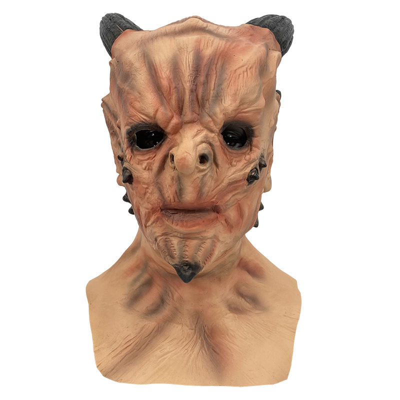 亚马逊独立站万圣节牛角魔兽面具复活节恐怖牛魔王牛角恶搞面具