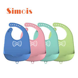 良屿宁波厂家亚马逊婴儿吃饭硅胶围兜口水巾硅胶围嘴宝宝围巾水洗