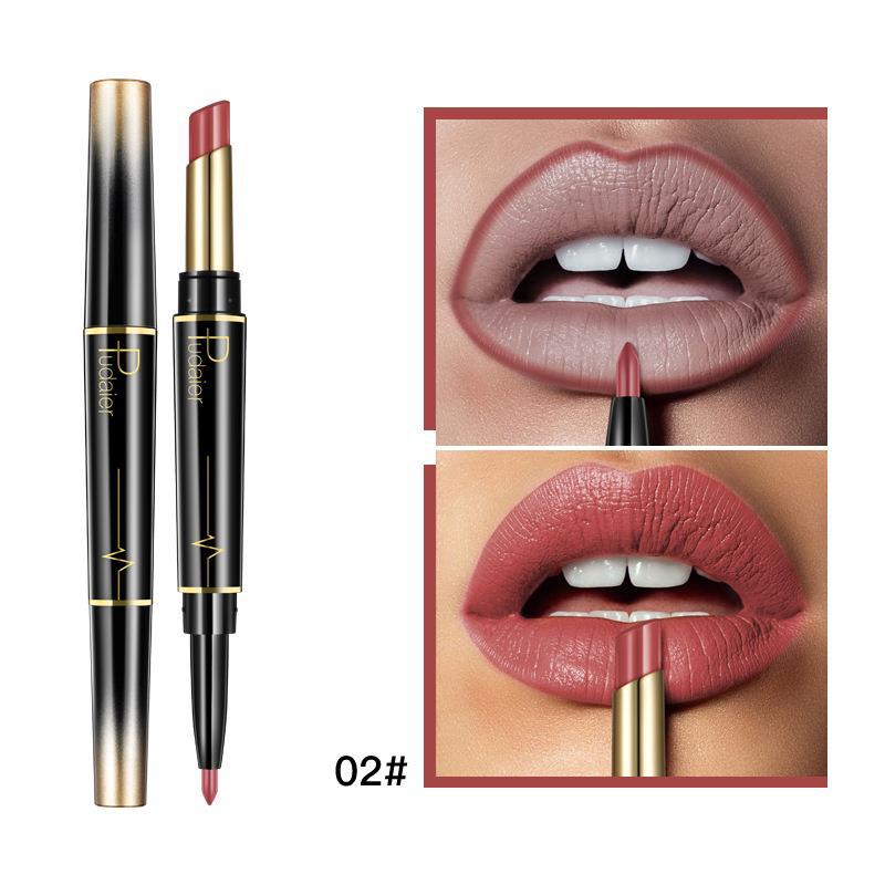 Amazon Pudaier Double-Headed Lipstick Lip Liner Matte Makeup Color Lip Lacquer 16 Colors Lipstick Pen