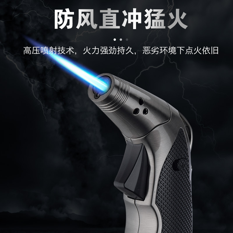 Amazon High Temperature Cigar Point Smoke Pipe Outdoor Barbecue Baking Windproof Flame Gun Igniter Lighter Wholesale