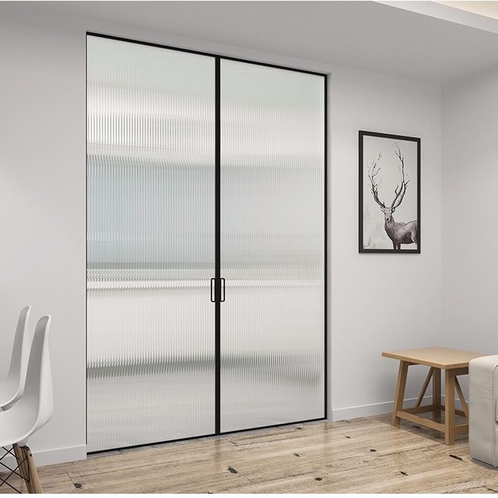 北欧极窄边吊轨厨房推拉门钛铝镁合金阳台移门双层玻璃门隔断