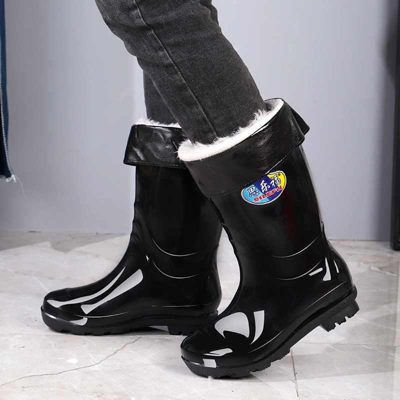 In Stock Wholesale Long Tube Thick Wear-Resistant Non-Slip Industrial and Mining Boots Labor Protection Men's High Tube Construction Coal Mine Construction Site Rain Boots