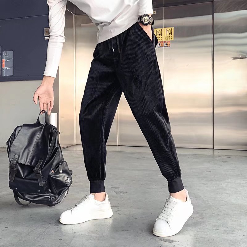 春夏季韩版修身小脚裤潮男束脚九分哈伦裤子社会小伙修身休闲裤男