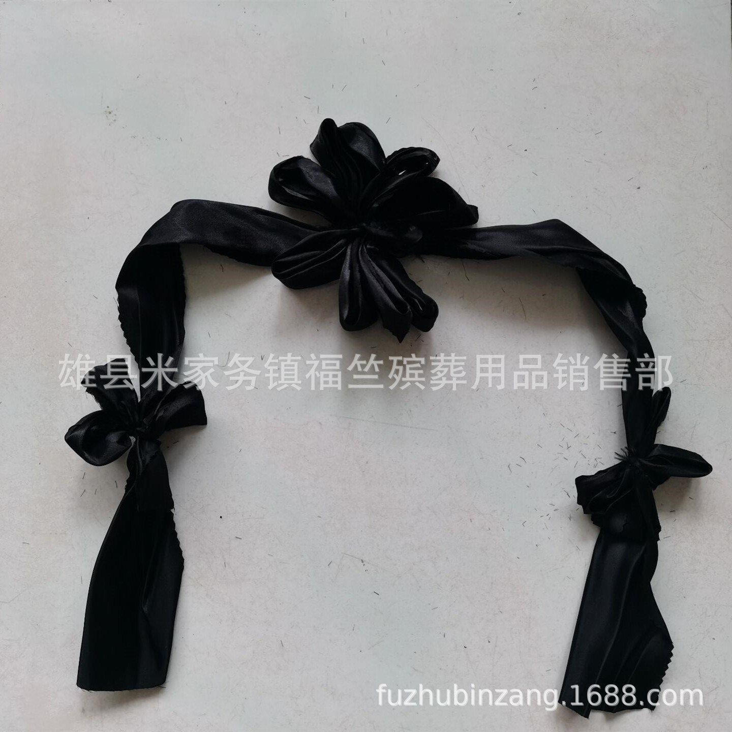 福竺殡葬用品 黑花 12寸遗像花 镜框花 手扎花 黑纱花 殡仪灵车花