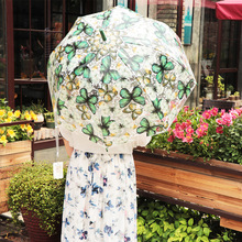 便宜塑料伞透明时尚自动绿色阿波罗晴雨遮阳伞蝴蝶伞鸟笼透明伞