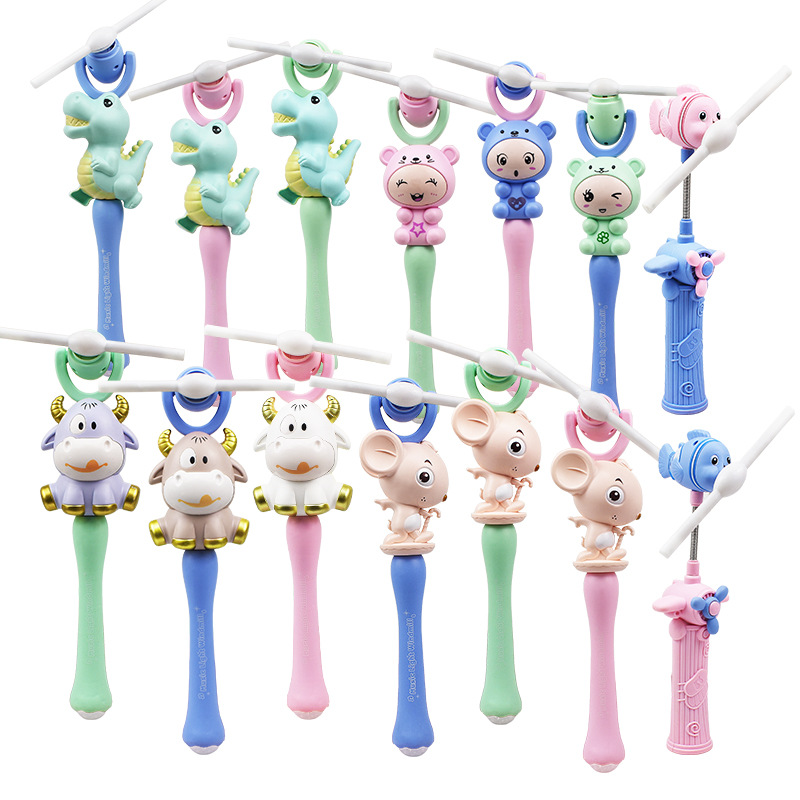 Cross-Border New Arrival Light Baton Cartoon Dinosaur Animal Small Fish Windmill Projection Stick Children's Toy Stall Hot Sale