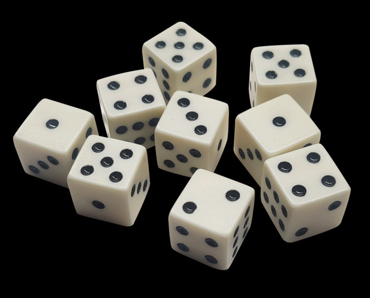 工厂批发16mm直角骰子象牙色密胺筛子点数6面麻将酒吧ktv娱乐色子