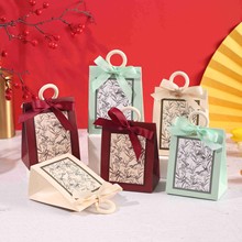 中式婚礼花鸟复古法式森系酒红色糖果盒质感ins婚礼伴手礼喜糖盒