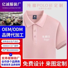 纯棉翻领polo衫短袖男女定  制亲子装班服工作服印字polo广告衫女