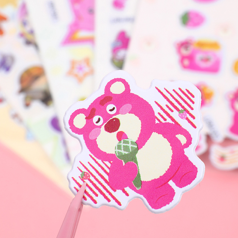 Cross-Border Sanrio O Cartoon Stickers Strawberry Bear Mi Xue Bing Cheng Small Animal Materials Stationery Journal Stickers Gu Nano Sim